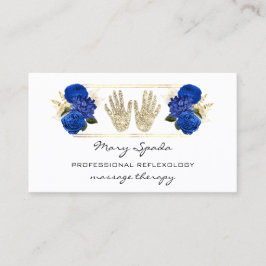 Massagereflexology Reiki Hands Gold QRCode White Visitekaartje
