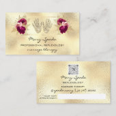 Massagereflexology Reiki Hands Gold QRCode Wreath Visitekaartje (Voorkant / Achterkant)