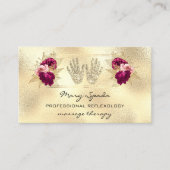 Massagereflexology Reiki Hands Gold QRCode Wreath Visitekaartje (Voorkant)