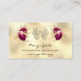 Massagereflexology Reiki Hands Gold QRCode Wreath Visitekaartje