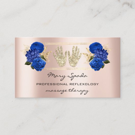 Massagereflexology Reiki Hands Roos Gold QR Royal Visitekaartje (Voorkant)
