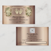 Massagereflexology Reiki Hands Roos Gold QRFloral Visitekaartje (Voorkant / Achterkant)