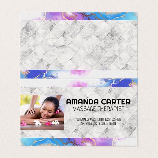 Massagesessie | WATERVERF | Marmer Visitekaartje (Buitenkant ongevouwen)