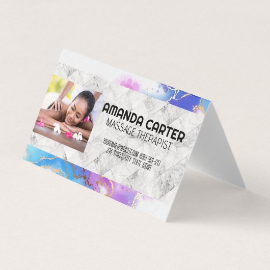 Massagesessie | WATERVERF | Marmer Visitekaartje (Voorkant)