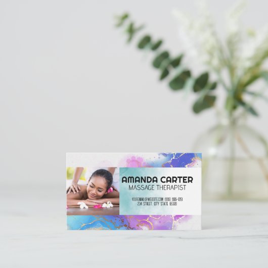 Massagesessie | WATERVERF Visitekaartje (Staand voorkant)