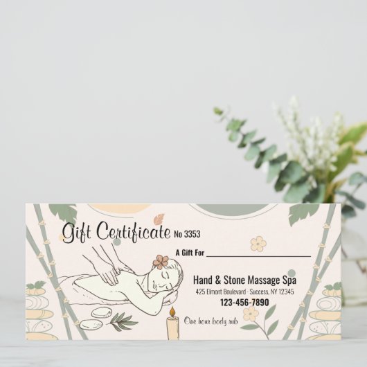 Massagespa-cadeaubon Kaart (Staand voorkant)