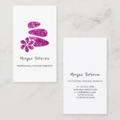 Massagespa Wellness Floral Stone Logo Roze Afsprakenkaartje (Voorkant / Achterkant)