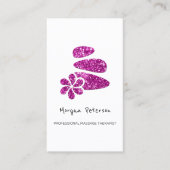 Massagespa Wellness Floral Stone Logo Roze Afsprakenkaartje (Voorkant)