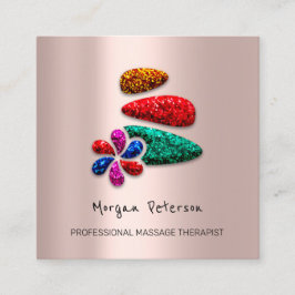 Massagespreuk Wellness Flower Roos Logo Stones Afsprakenkaartje
