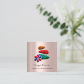 Massagespreuk Wellness Flower Roos Logo Stones Afsprakenkaartje (Staand voorkant)