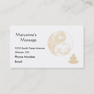 Massagesteenden en uitgekiende Yin en Yang Afsprakenkaartje