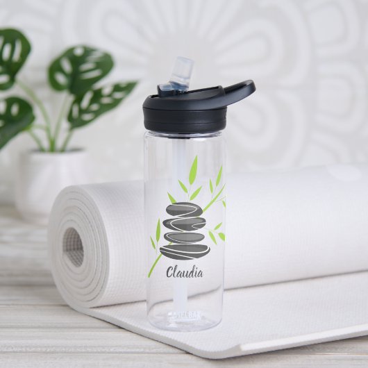 Massagestenen en bamboeprint aangepaste zen waterfles (Yoga (Gedraaid) )