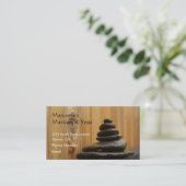 Massagestonen en hout afsprakenkaartje (Staand voorkant)