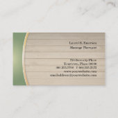 Massagestonen op houten kuil visitekaartje (Achterkant)