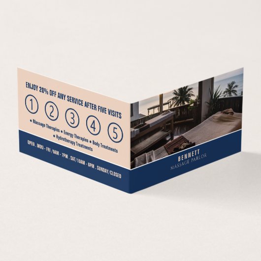 Massagetabellen, massagetherapeut, Parlor Loyalty Visitekaartje (Buitenkant)