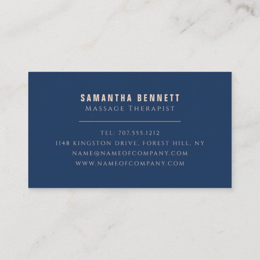 Massagetabellen, massagetherapeut visitekaartje (Achterkant)