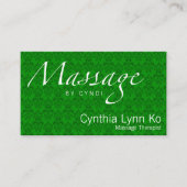 Massagetekst over groene schade visitekaartje (Voorkant)