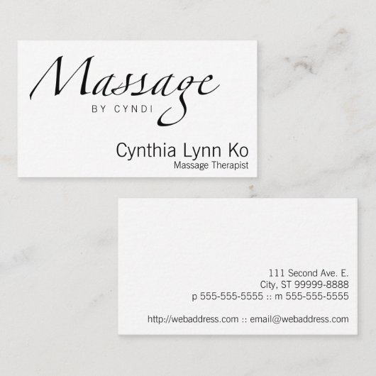 Massagetekst Visitekaartje (Voorkant / Achterkant)