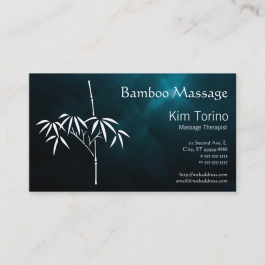 Massagetherapeut Bamboe Donkere Wolken Afspraak Visitekaartje (Voorkant)