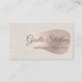 Massagetherapeut Beige Neutrale Linnen Schoonheid Visitekaartje (Voorkant)