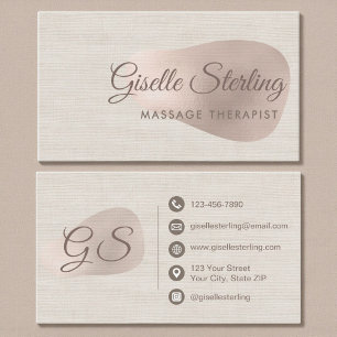 Massagetherapeut Beige Neutrale Linnen Schoonheid Visitekaartje