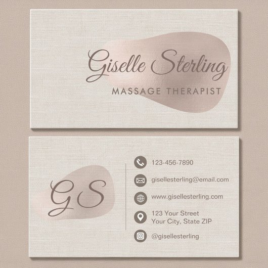 Massagetherapeut Beige Neutrale Linnen Schoonheid Visitekaartje