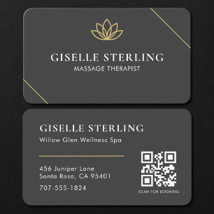 Massagetherapeut Black Gold QR-code Visitekaartje