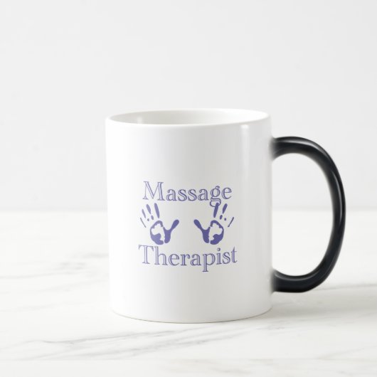 Massagetherapeut: Blauwe Handafdrukken Magische Mok (Rechts)
