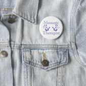 Massagetherapeut: Blauwe Handafdrukken Ronde Button 5,7 Cm (In situ)