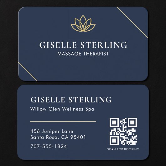 Massagetherapeut Blauwe QR-code Visitekaartje