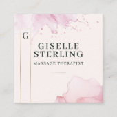 Massagetherapeut Blush Pink Waterverf QR-code Vierkante Visitekaartje (Voorkant)