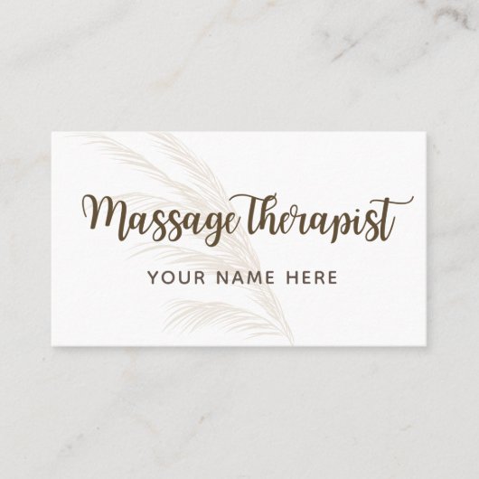Massagetherapeut Boho Calligrafie Eenvoudig Minima Visitekaartje (Voorkant)