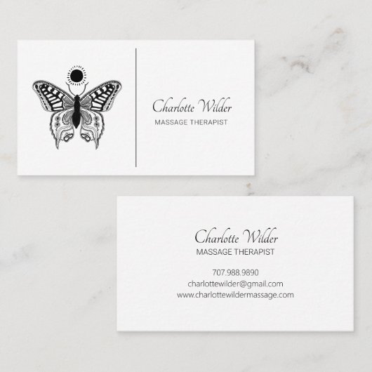 Massagetherapeut Butterfly Logo Visitekaartje (Voorkant / Achterkant)