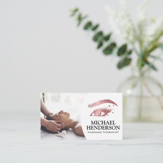 Massagetherapeut | Cosmetica Wimper Logo Visitekaartje (Staand voorkant)
