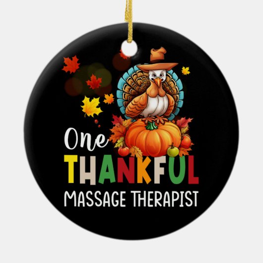 Massagetherapeut Één Dankbare Thanksgiving Herfst  Keramisch Ornament (Achterkant)