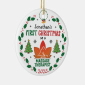 Massagetherapeut Eerste Kerstdag Gepersonaliseerd Keramisch Ornament (Rechts)