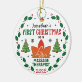 Massagetherapeut Eerste Kerstdag Gepersonaliseerd Keramisch Ornament (Links)