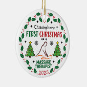 Massagetherapeut Eerste Kerstdag Gepersonaliseerd Keramisch Ornament (Rechts)