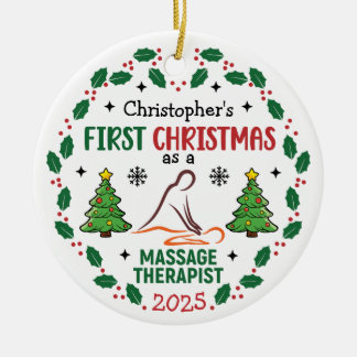 Massagetherapeut Eerste Kerstdag Gepersonaliseerd Keramisch Ornament