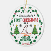 Massagetherapeut Eerste Kerstdag Gepersonaliseerd Keramisch Ornament (Links)