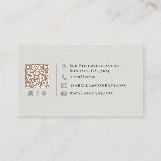 Massagetherapeut Faux Linnen Script Visitekaartje (Achterkant)