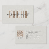 Massagetherapeut Faux Linnen Script Visitekaartje (Voorkant / Achterkant)