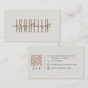 Massagetherapeut Faux Linnen Script Visitekaartje