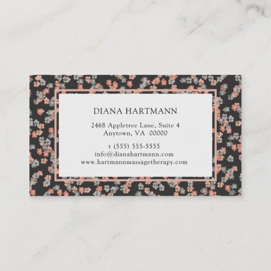 Massagetherapeut Floral Grey Coral Visitekaartje (Achterkant)