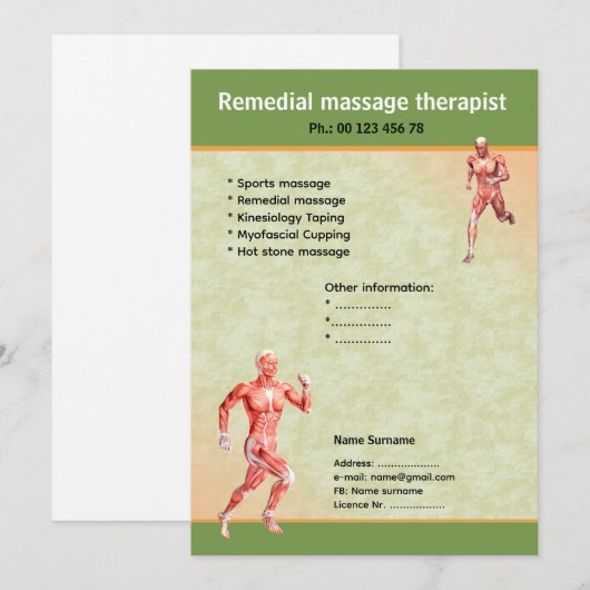 massagetherapeut flyer sjabloon kaart (Voorkant / Achterkant)