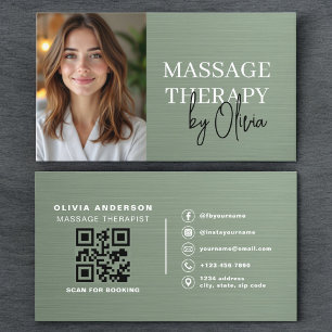 Massagetherapeut Foto Metaalachtig Saliegroen  Visitekaartje