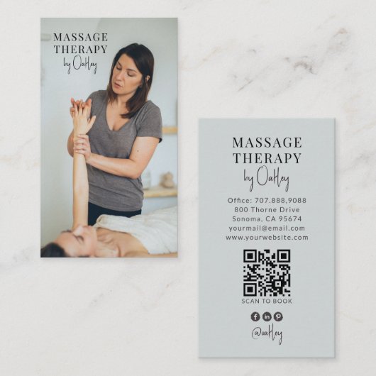 Massagetherapeut Foto QR Code Visitekaartje (Voorkant / Achterkant)