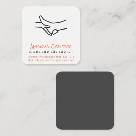 Massagetherapeut | Fysiotherapeut Vierkante Visitekaartje (Voorkant / Achterkant)