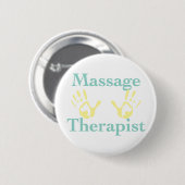 Massagetherapeut: Gele Handafdrukken Ronde Button 5,7 Cm (Voorkant /achterkant)