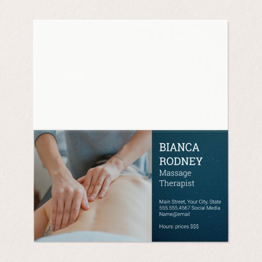 Massagetherapeut | Gezondheid en welzijn Visitekaartje (Buitenkant ongevouwen)